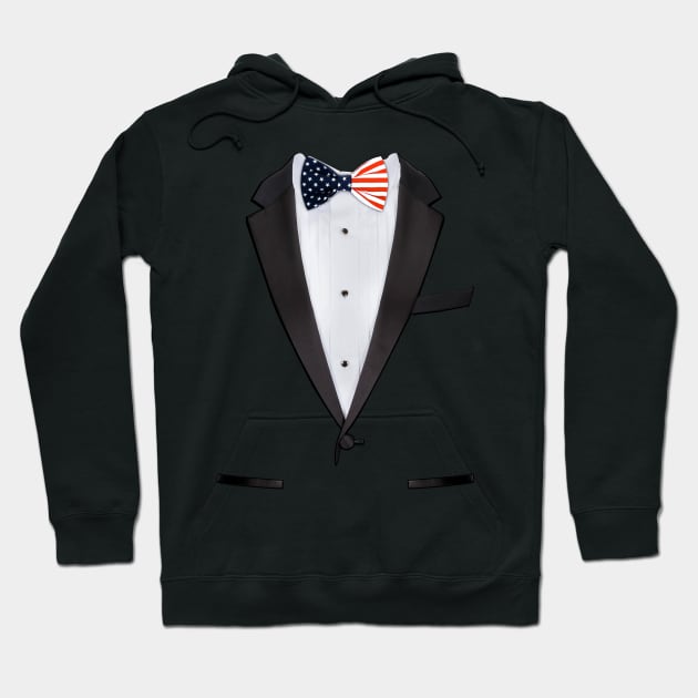 American Flag Bow Tie Funny Tuxedo T-shirt Hoodie by ChattanoogaTshirt